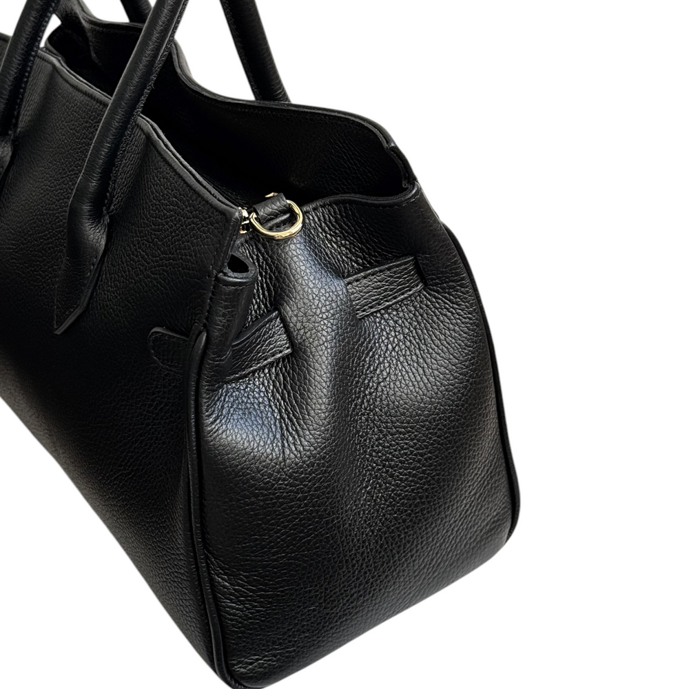 Шкіряна сумка в стилі Hermes чорна
