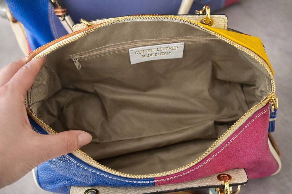 Сумка мультиколор з натуральної шкіри